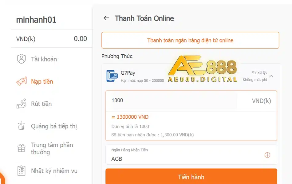 cần Một số lưu ý khi nạp tiền AE888 cần biết