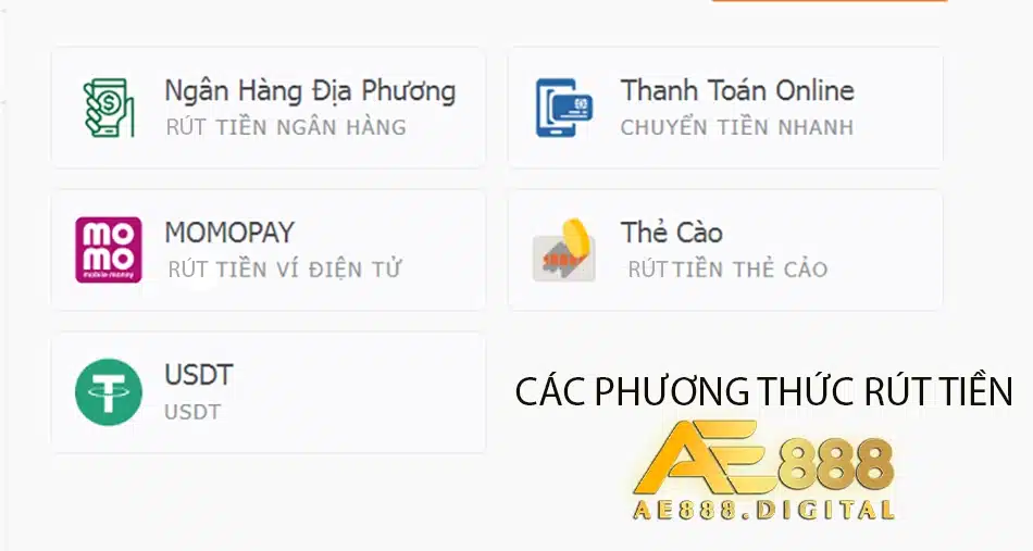 cách So sánh các phương thức rút tiền AE888